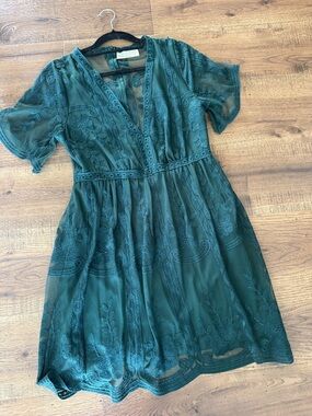 Bella Ella Boutique Teal Embroidered Sheer Top